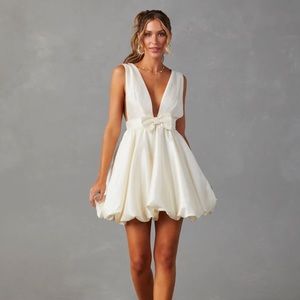 VICI - SO SWEET BOW FRONT MINI DRESS - CREAM